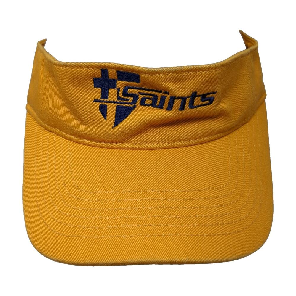 Saints Strapback Sun Visor Cap Yellow One Size Adjustable Embroidered Harriton